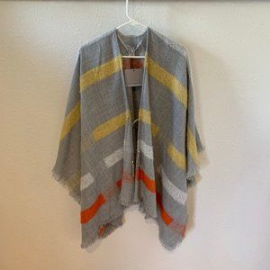 Andrew Marc Striped One Size Sweater Poncho